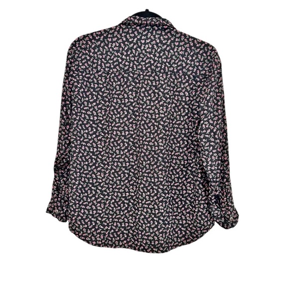 Vintage GUESS Georges Marciano Mini Floral Shirt Women's Size M Black USA Made - Picture 3 of 4